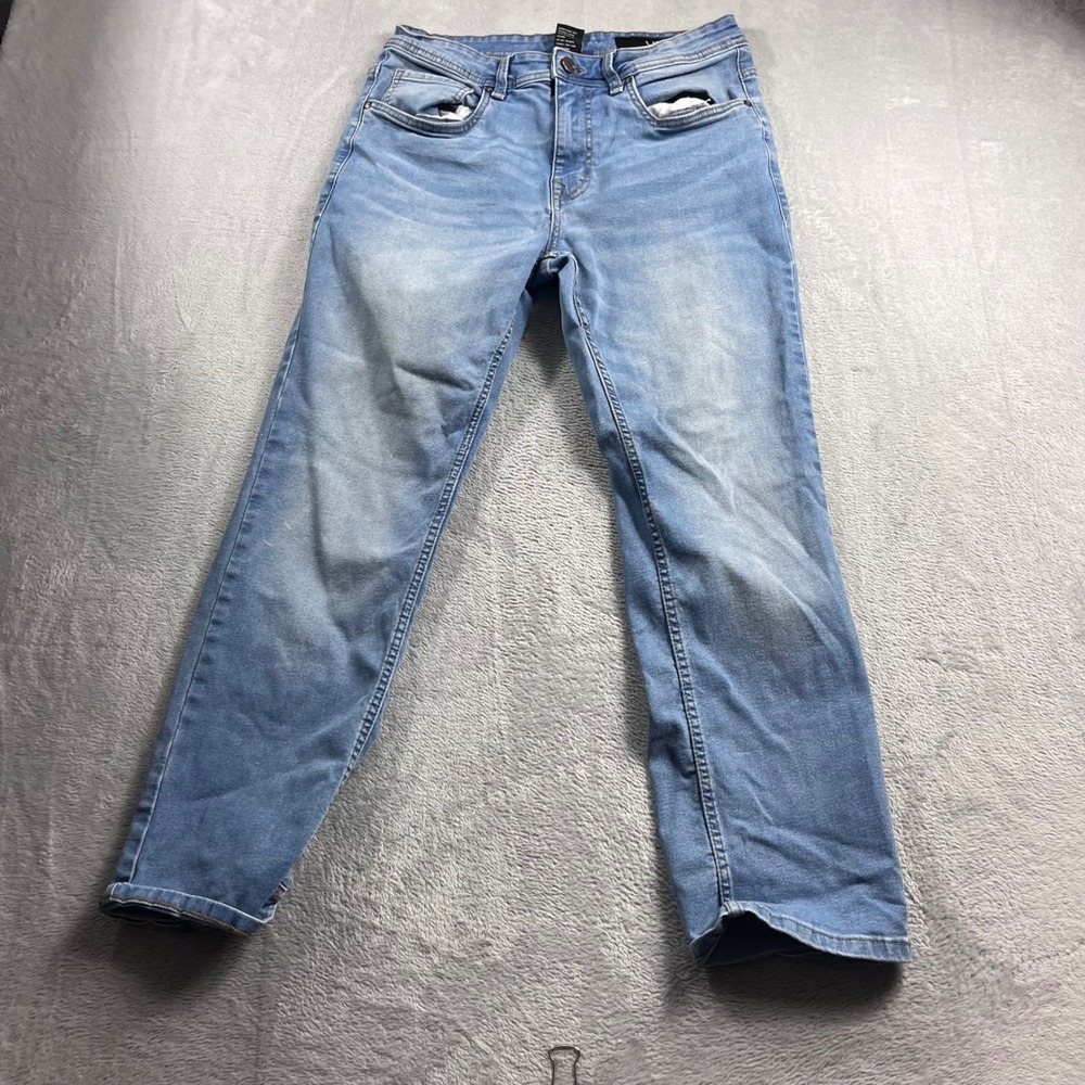TPJ Slim Thick Mens Blue Denim Light Wash Tapered Jeans 31x28